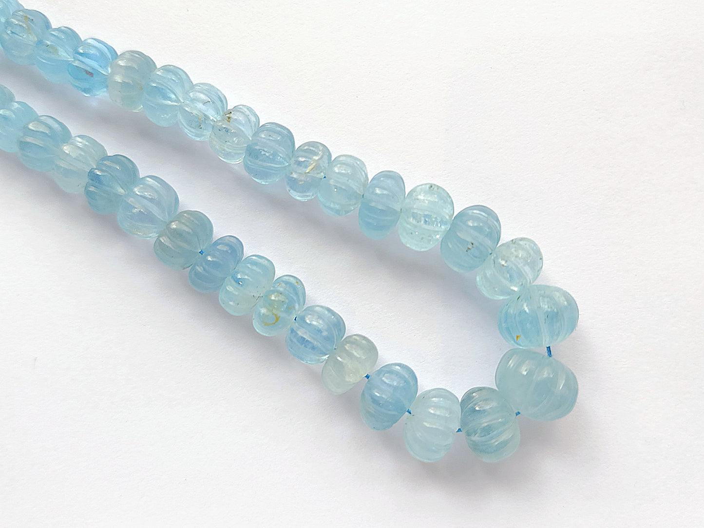 Natural Blue Topaz Gemstone Carved Melon Shape Beads