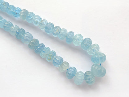 Natural Blue Topaz Gemstone Carved Melon Shape Beads