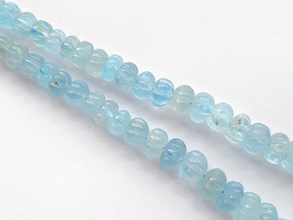 Natural Blue Topaz Gemstone Carved Melon Shape Beads