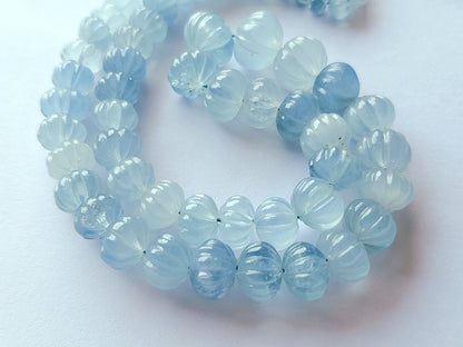 Natural Aquamarine Gemstone Carved Melons Shape Beads