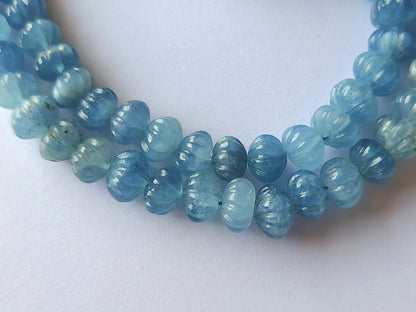 Natural Aquamarine Gemstone Carved Melons Shape Beads
