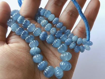 Natural Aquamarine Gemstone Carved Melons Shape Beads