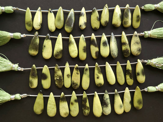 Natural Cheetah Jasper Smooth Pear Shape Briolette Beads