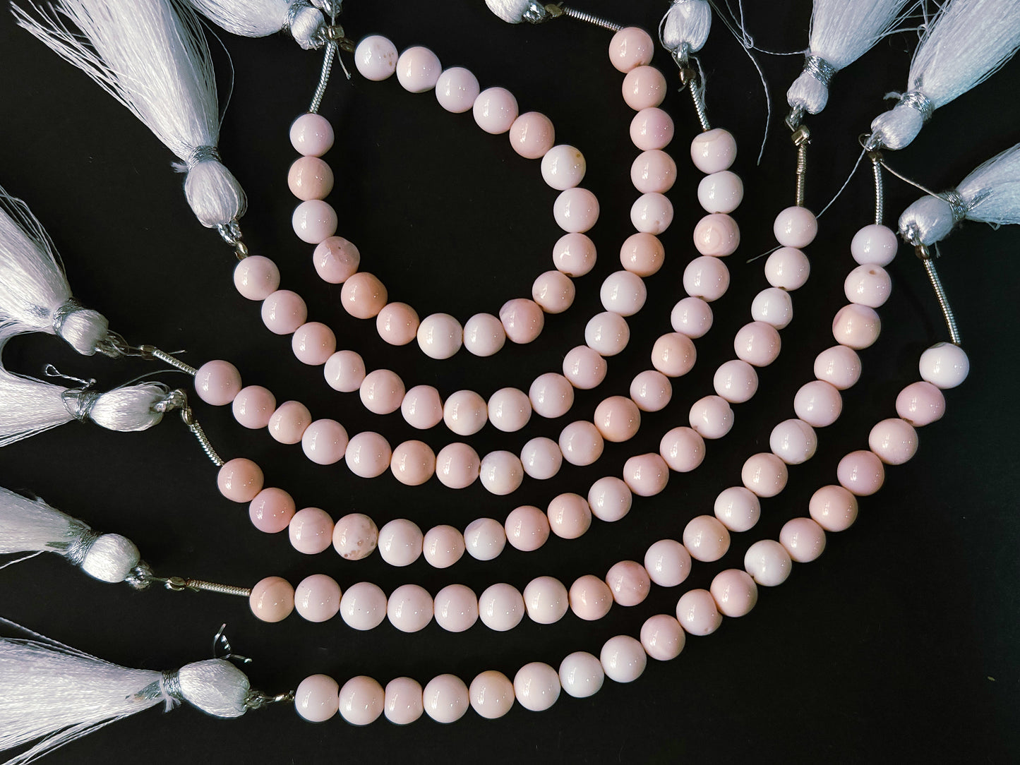 Natural Pink Opal Gemstone Smooth Round / Spherical Shape Beads