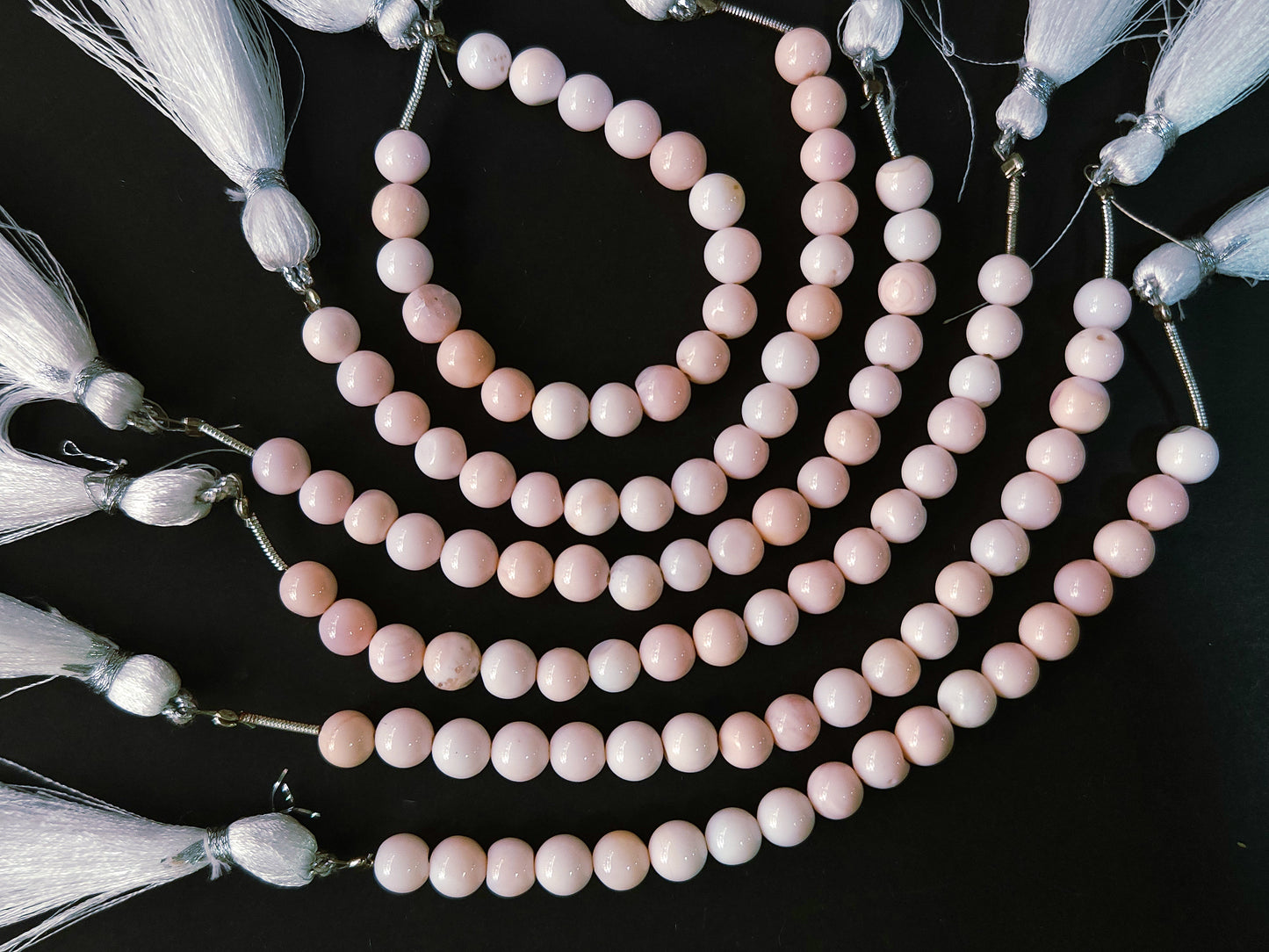 Natural Pink Opal Gemstone Smooth Round / Spherical Shape Beads