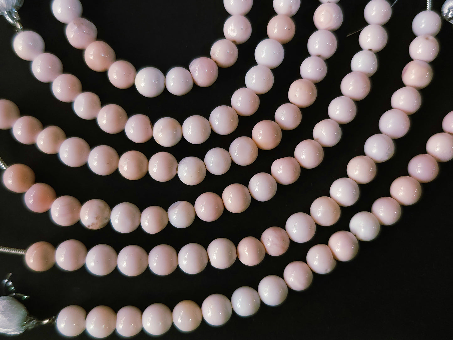Natural Pink Opal Gemstone Smooth Round / Spherical Shape Beads