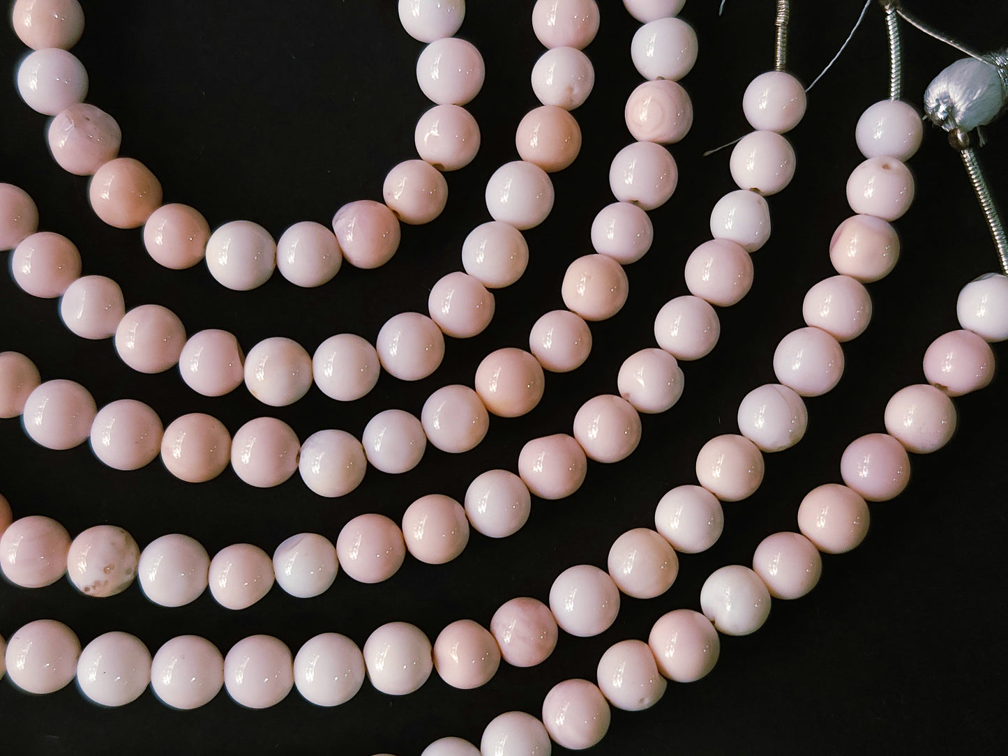 Natural Pink Opal Gemstone Smooth Round / Spherical Shape Beads