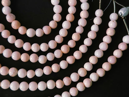 Natural Pink Opal Gemstone Smooth Round / Spherical Shape Beads