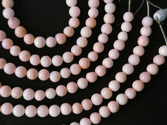 Natural Pink Opal Gemstone Smooth Round / Spherical Shape Beads