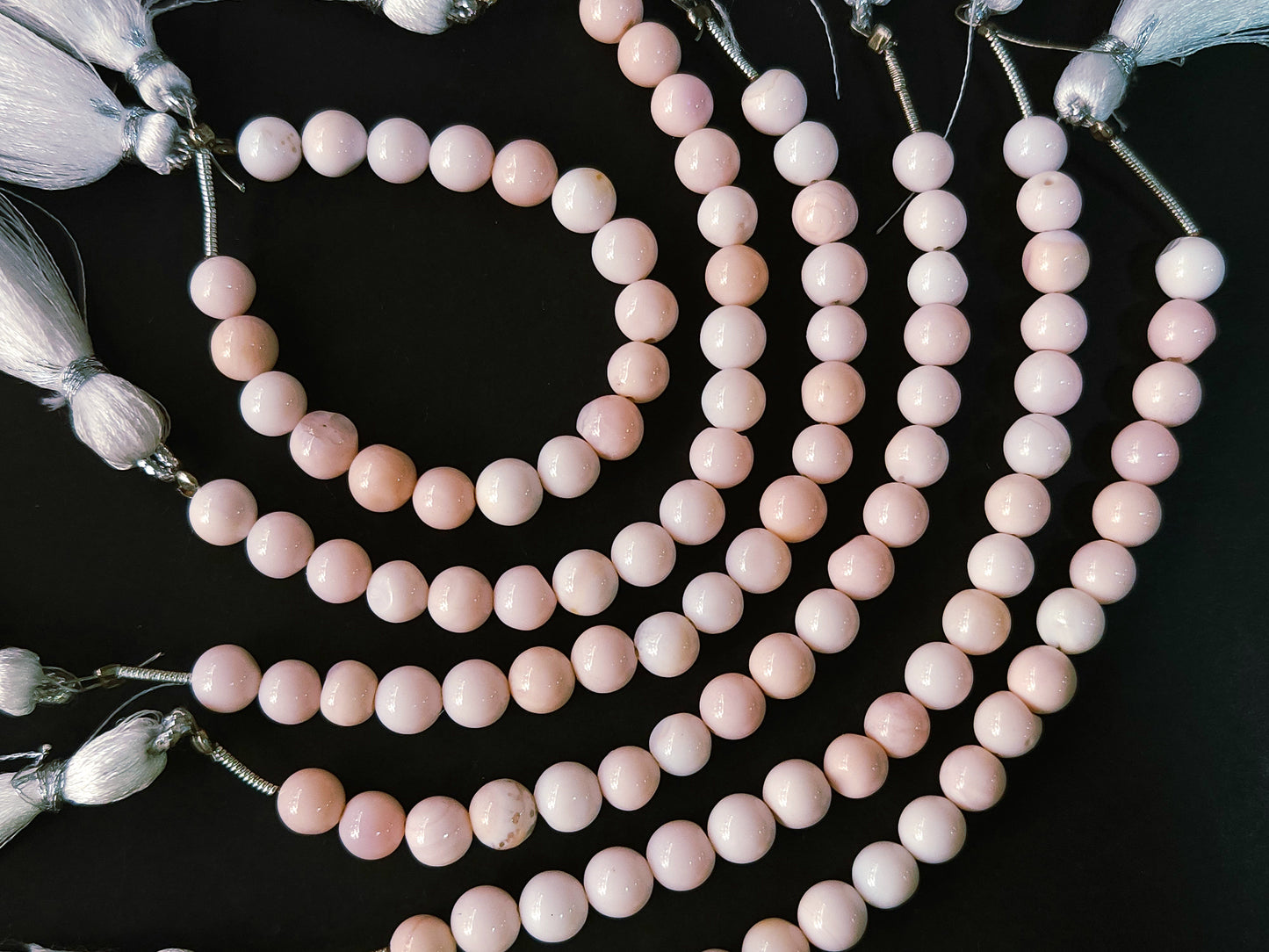 Natural Pink Opal Gemstone Smooth Round / Spherical Shape Beads
