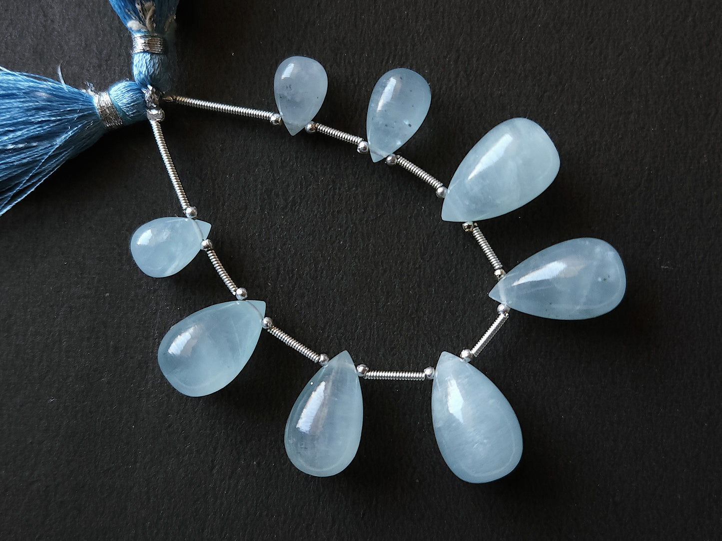 Natural Aquamarine Gemstone Smooth Drop Beads