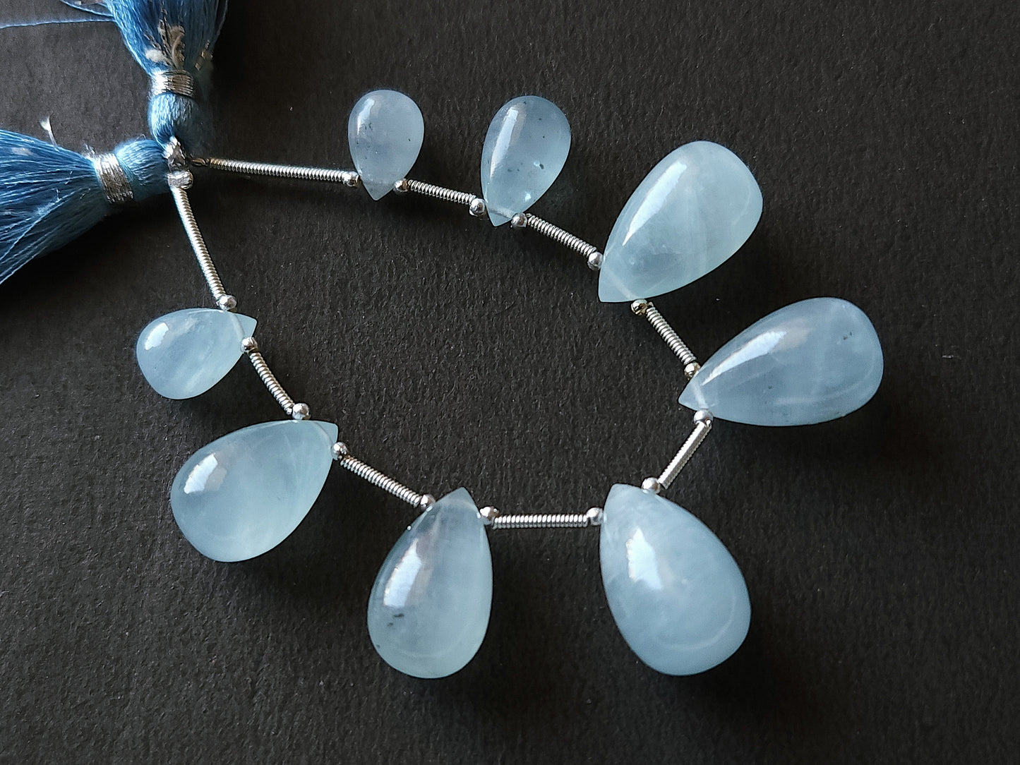 Natural Aquamarine Gemstone Smooth Drop Beads