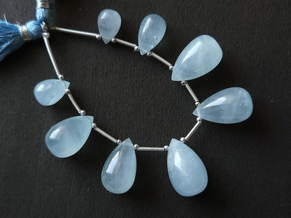 Natural Aquamarine Gemstone Smooth Drop Beads