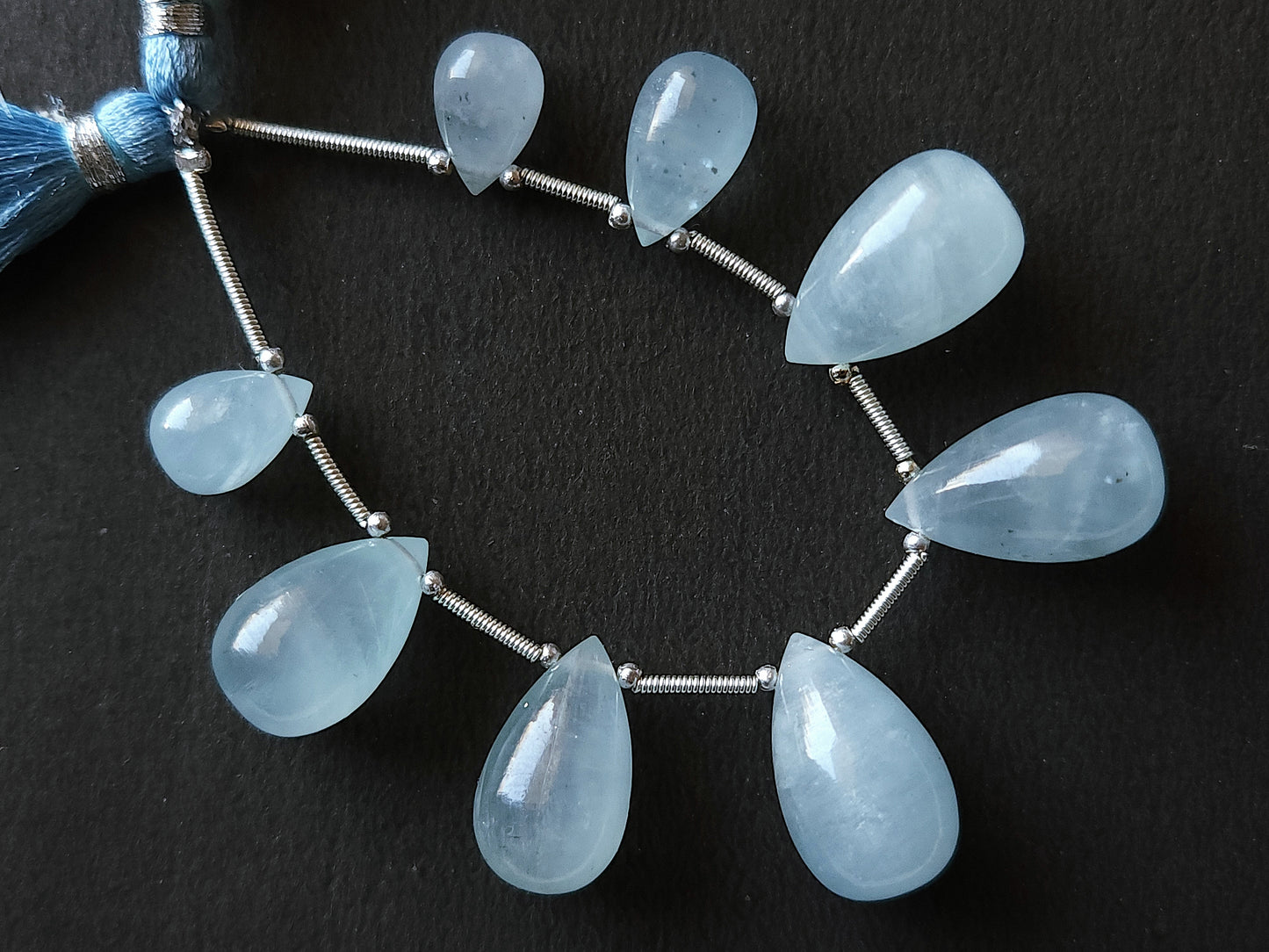 Natural Aquamarine Gemstone Smooth Drop Beads