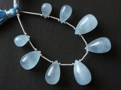 Natural Aquamarine Gemstone Smooth Drop Beads