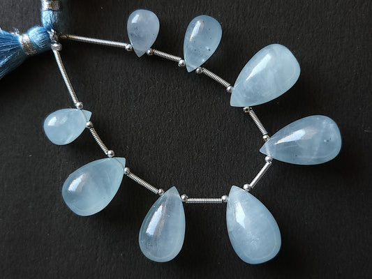 Natural Aquamarine Gemstone Smooth Drop Beads