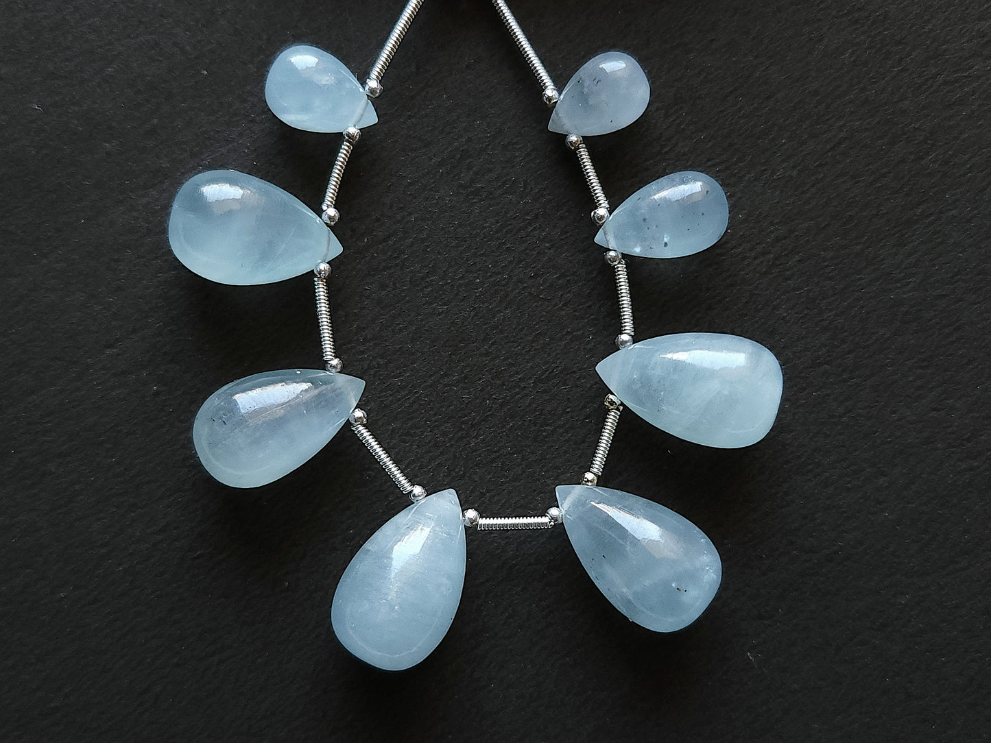 Natural Aquamarine Gemstone Smooth Drop Beads