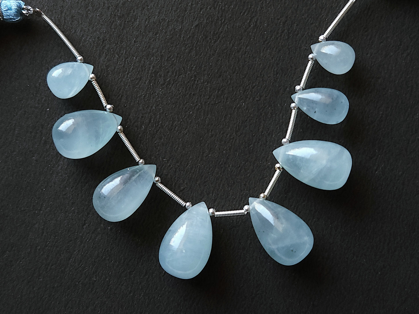 Natural Aquamarine Gemstone Smooth Drop Beads