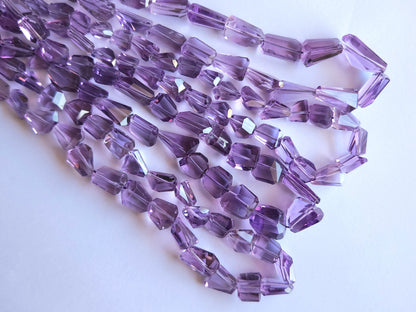 Natural Pink Amethyst Uneven Faceted Tumble Shape Beads