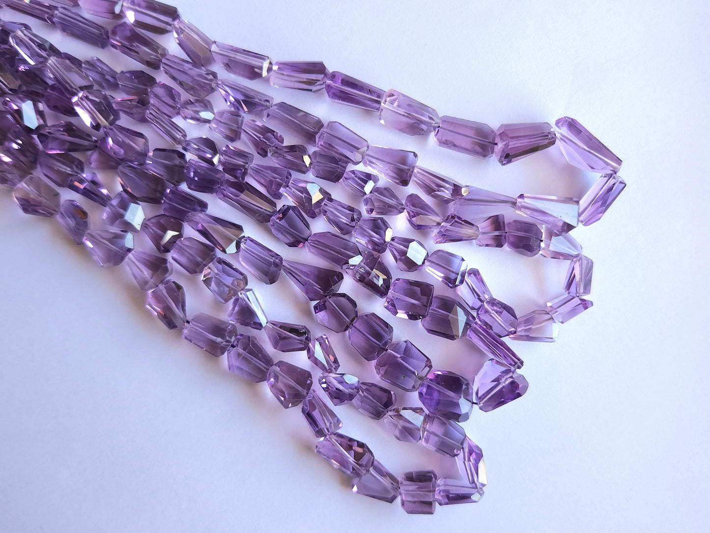 Natural Pink Amethyst Uneven Faceted Tumble Shape Beads