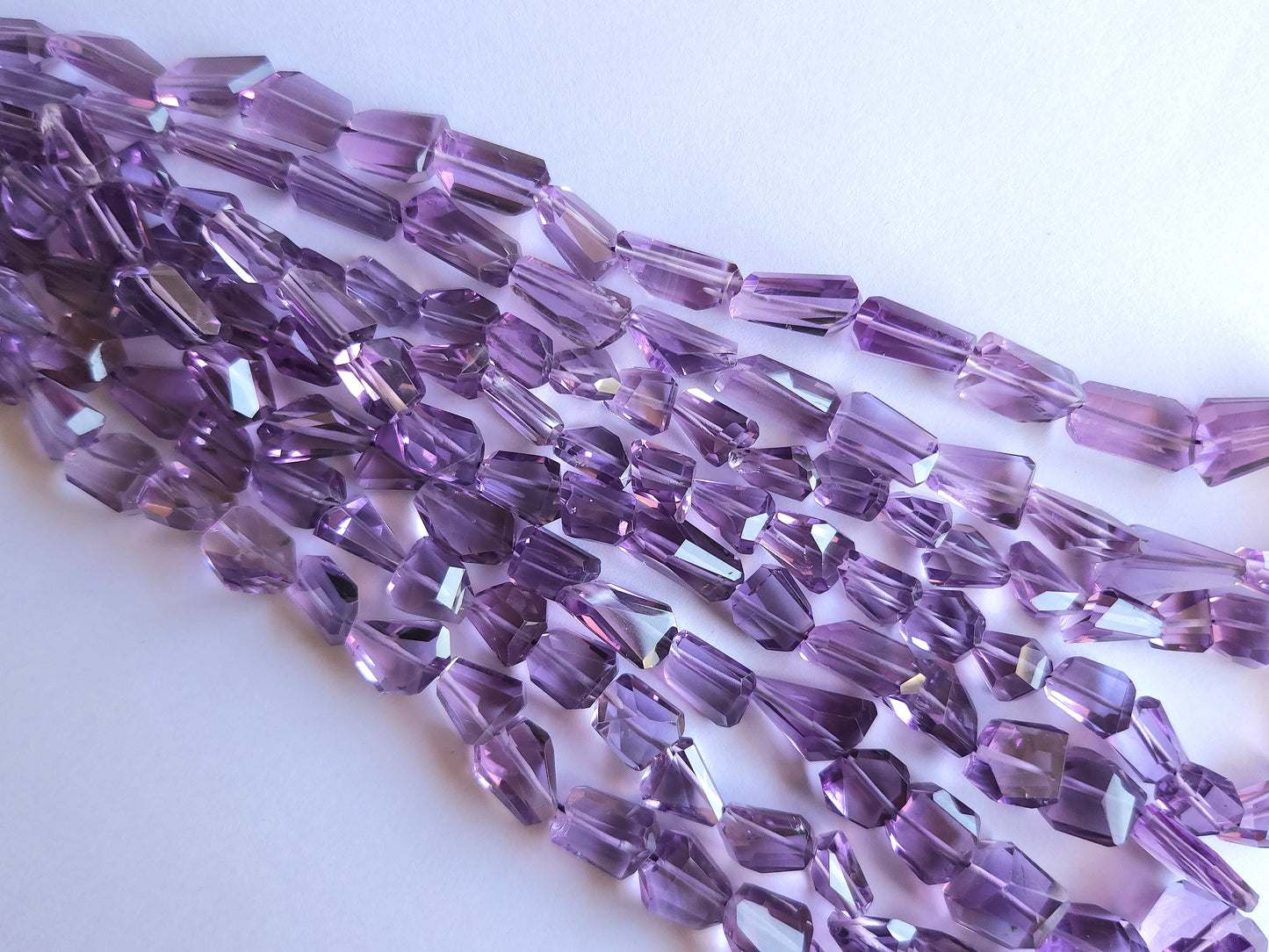 Natural Pink Amethyst Uneven Faceted Tumble Shape Beads