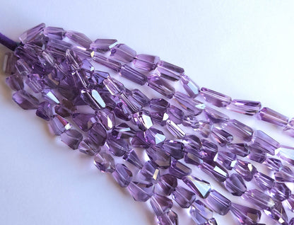 Natural Pink Amethyst Uneven Faceted Tumble Shape Beads
