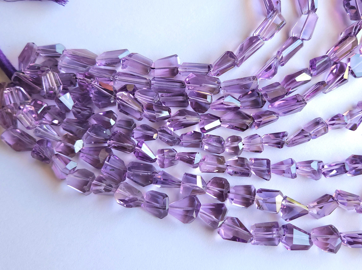 Natural Pink Amethyst Uneven Faceted Tumble Shape Beads