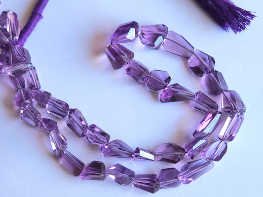 Natural Pink Amethyst Uneven Faceted Tumble Shape Beads