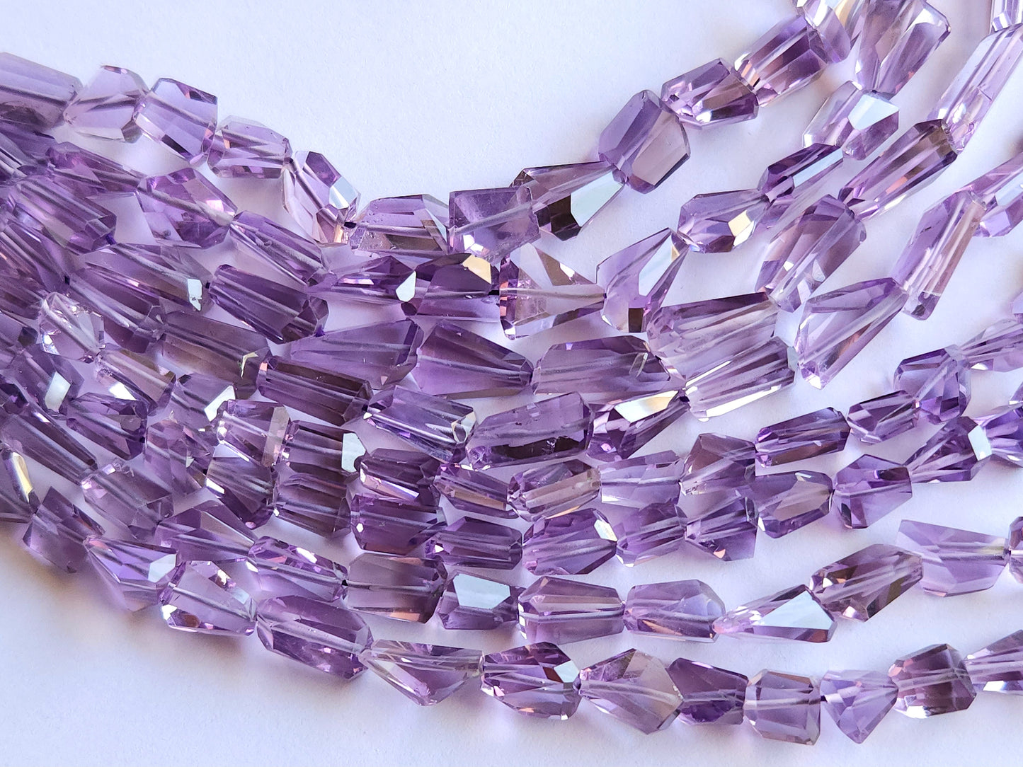Natural Pink Amethyst Uneven Faceted Tumble Shape Beads