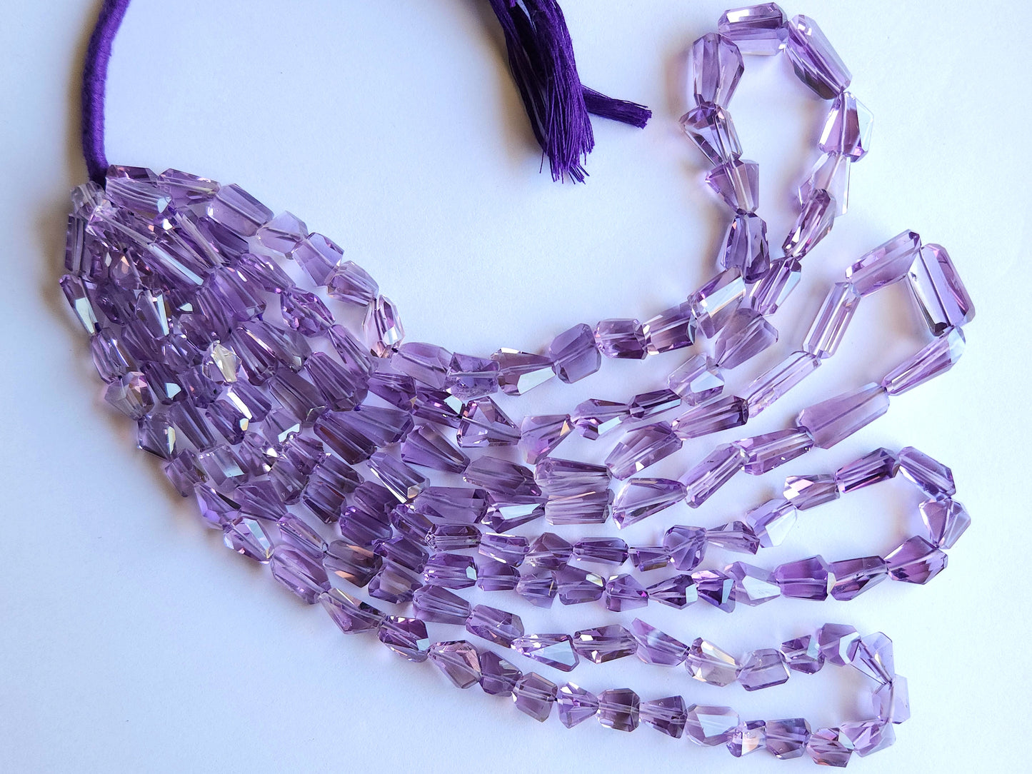 Natural Pink Amethyst Uneven Faceted Tumble Shape Beads