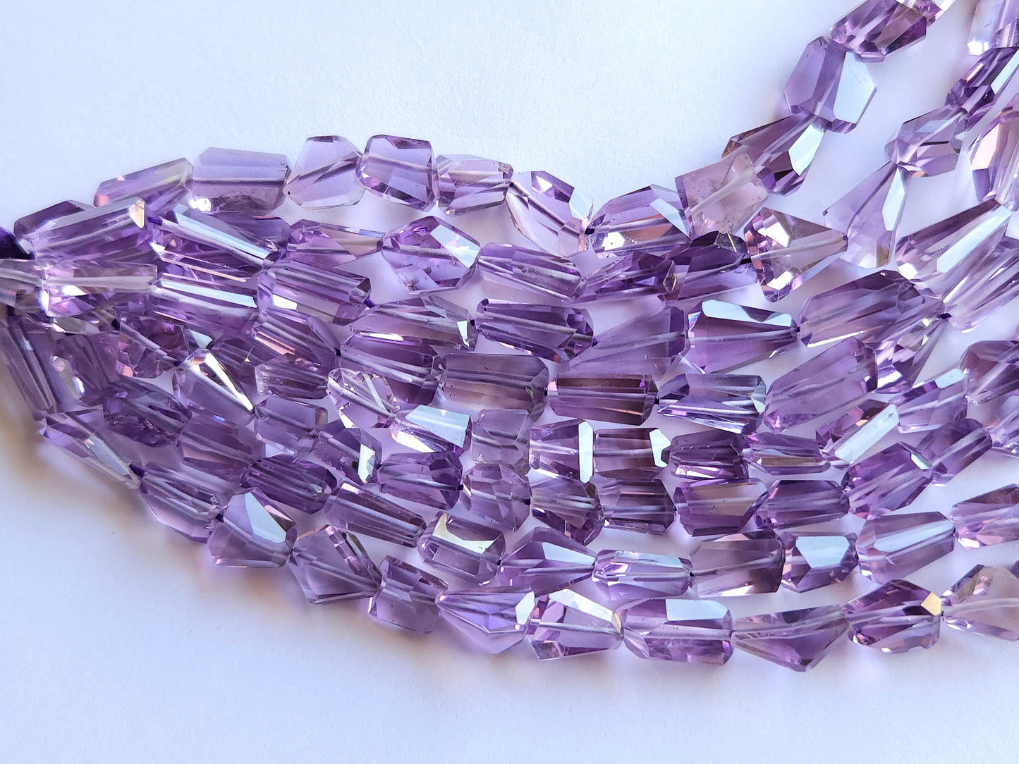 Natural Pink Amethyst Uneven Faceted Tumble Shape Beads