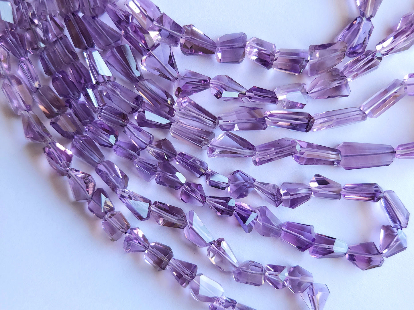 Natural Pink Amethyst Uneven Faceted Tumble Shape Beads