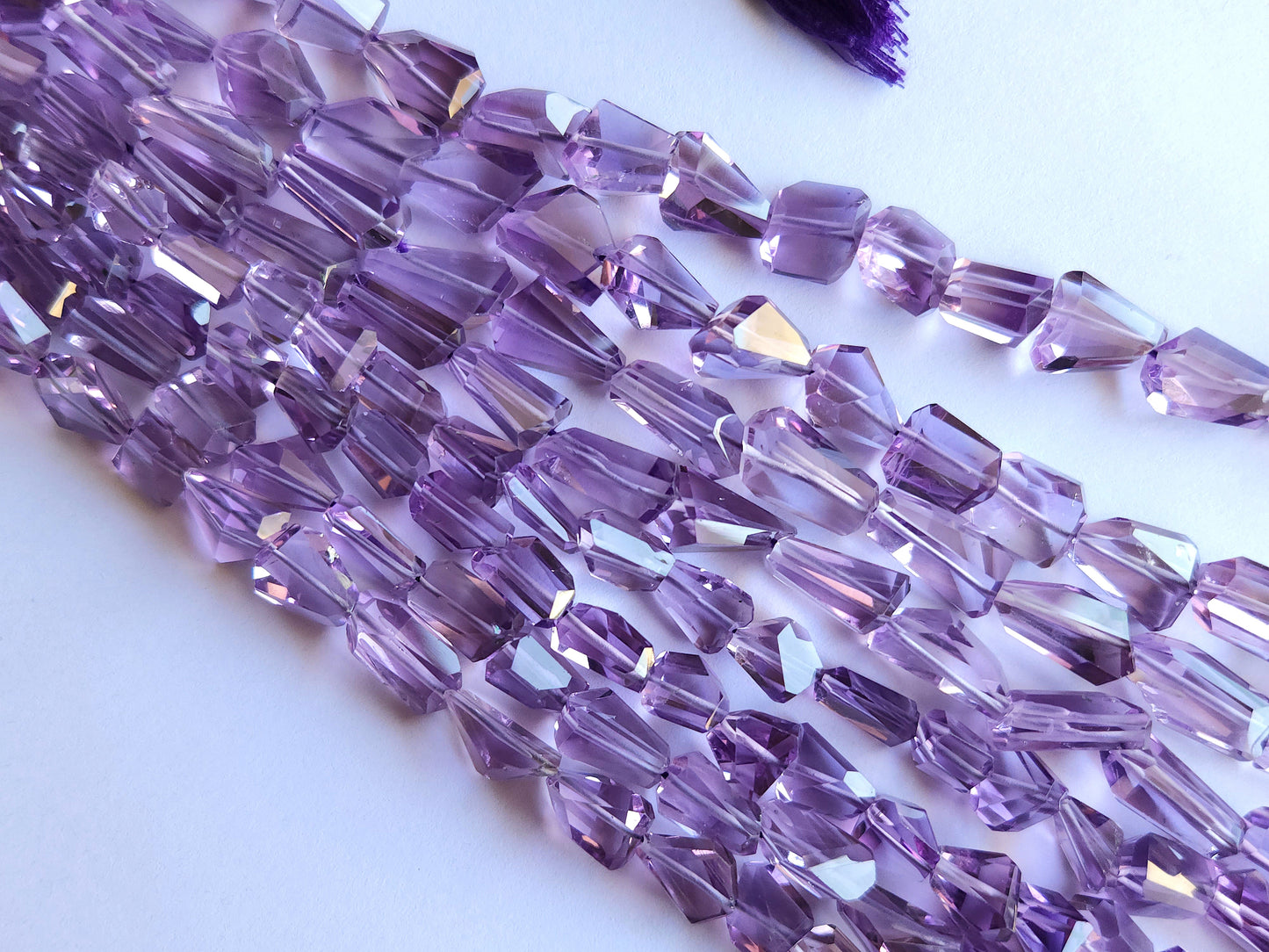 Natural Pink Amethyst Uneven Faceted Tumble Shape Beads
