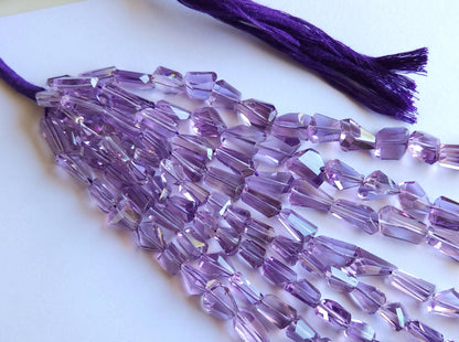 Natural Pink Amethyst Uneven Faceted Tumble Shape Beads