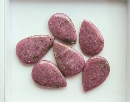 Natural Pink Rhodonite Pear Shape Cabochon Pair