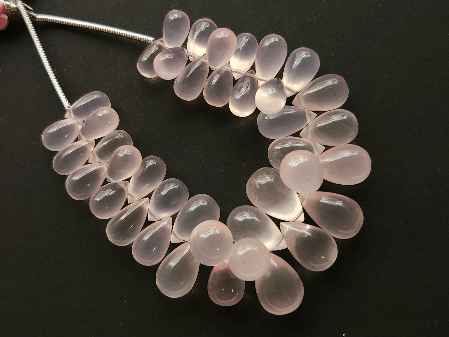 Natural Rose Quartz Smooth Drops Shape