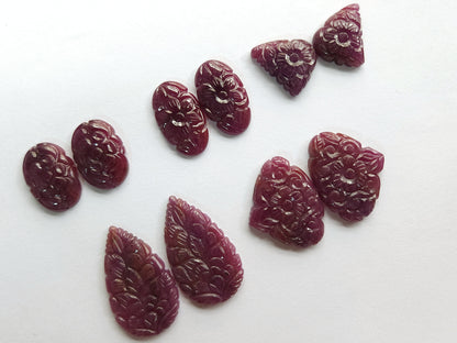 Natural Ruby Carved Pair