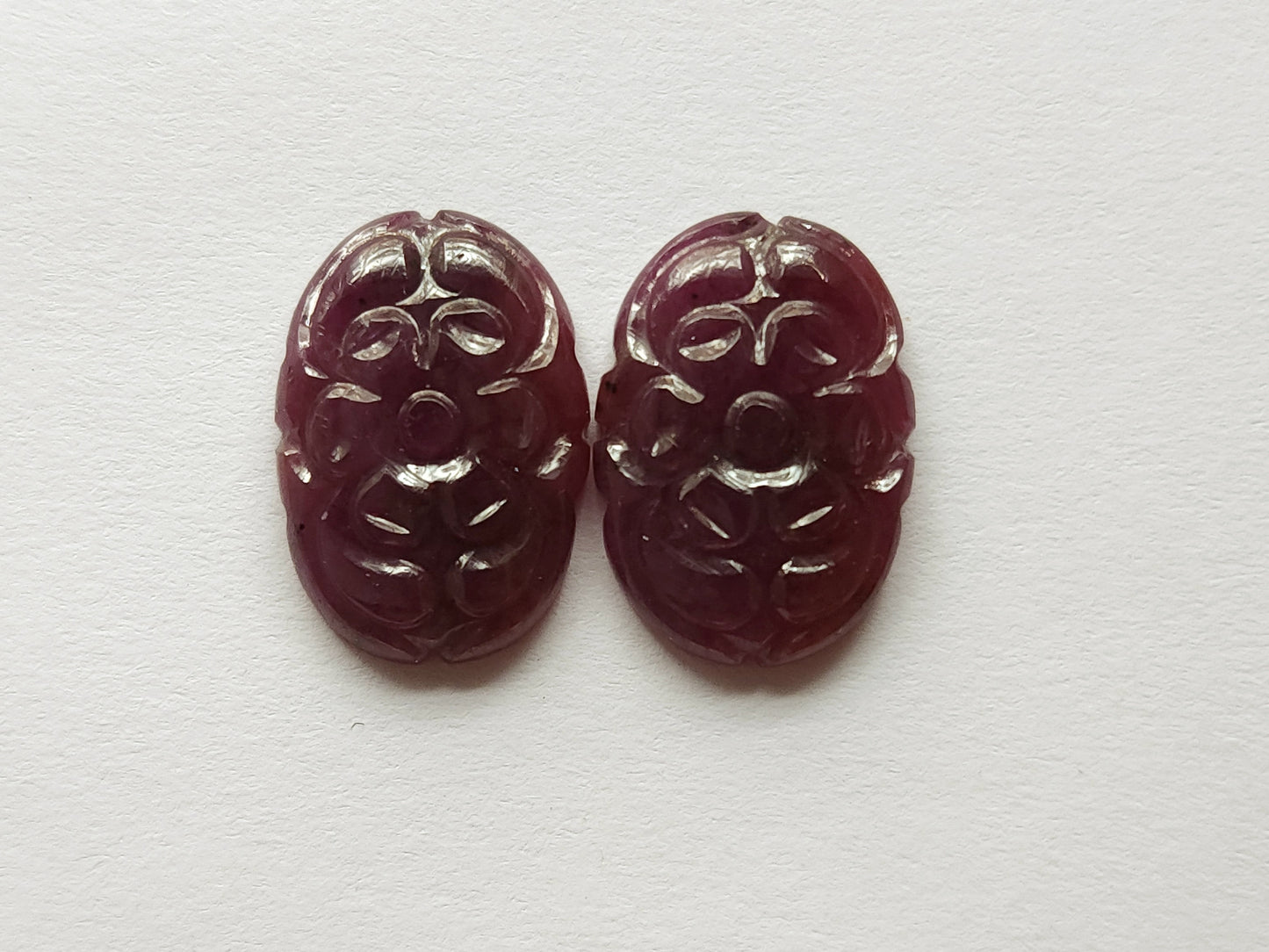 Natural Ruby Carved Pair – Carvings for Charms, Pendants & Jewelry Making