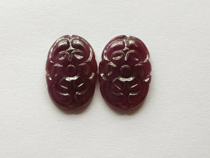 Natural Ruby Carved Pair – Carvings for Charms, Pendants & Jewelry Making