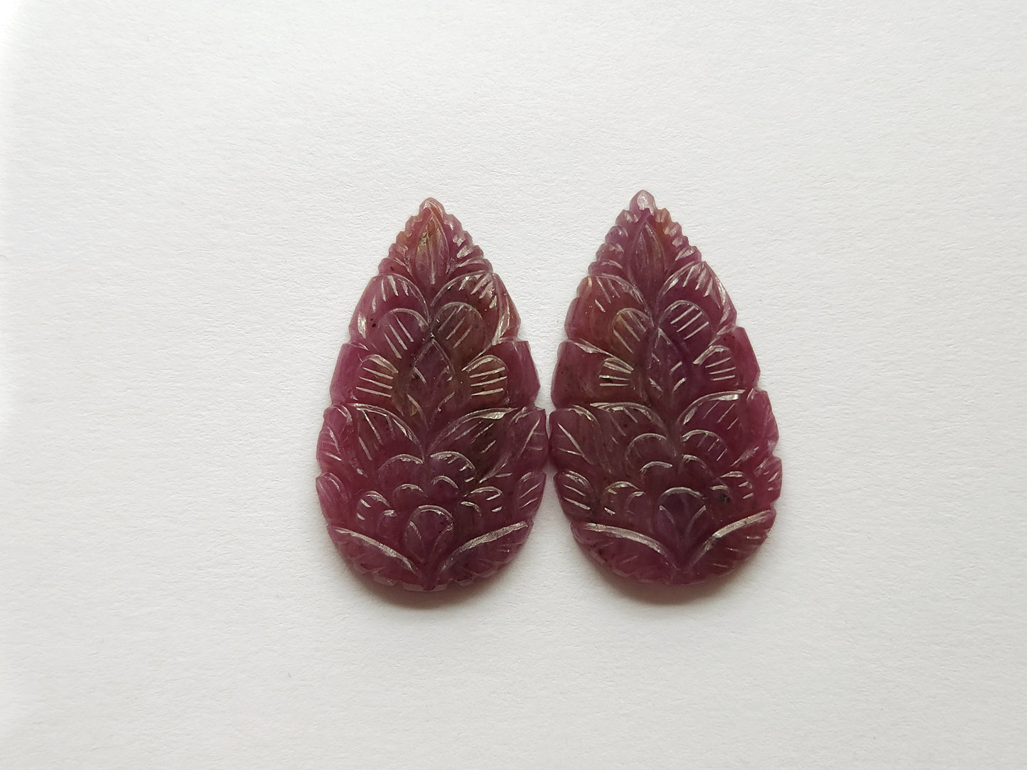 Natural Ruby Carved Pair – Carvings for Charms, Pendants & Jewelry Making