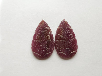 Natural Ruby Carved Pair – Carvings for Charms, Pendants & Jewelry Making