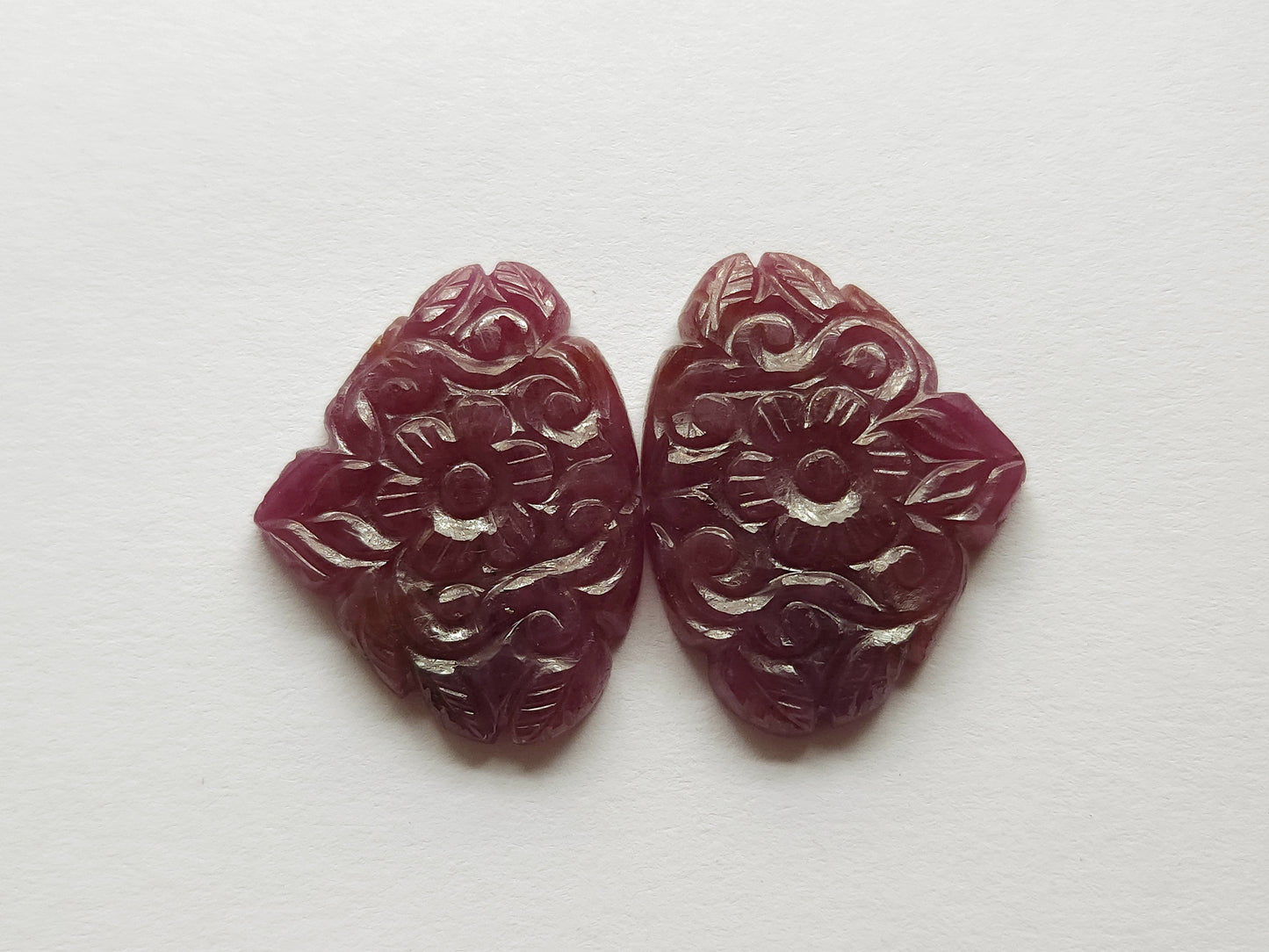 Natural Ruby Carved Pair – Carvings for Charms, Pendants & Jewelry Making