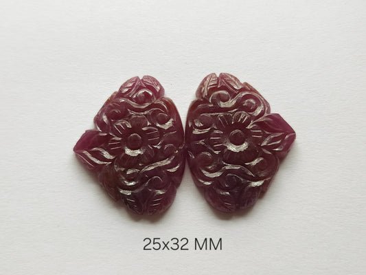 Natural Ruby Carved Pair – Carvings for Charms, Pendants & Jewelry Making