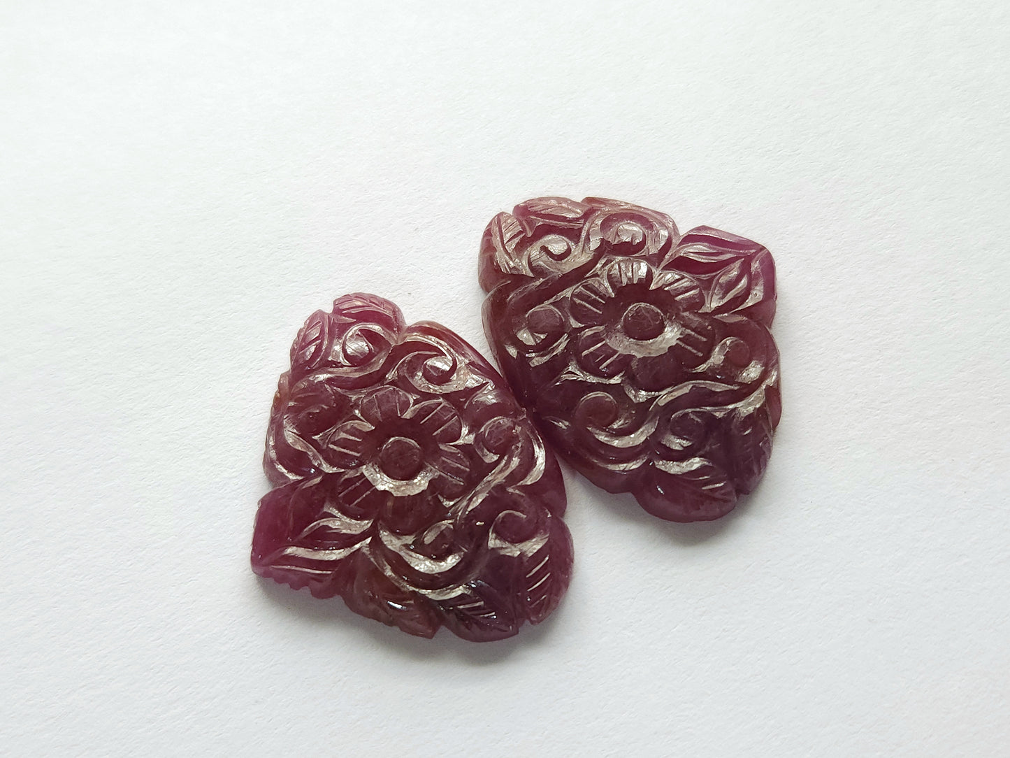 Natural Ruby Carved Pair – Carvings for Charms, Pendants & Jewelry Making
