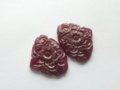 Natural Ruby Carved Pair – Carvings for Charms, Pendants & Jewelry Making