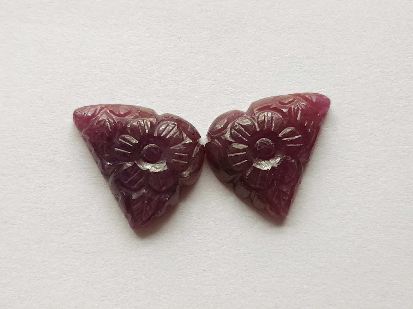 Natural Ruby Carved Pair – Carvings for Charms, Pendants & Jewelry Making