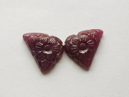 Natural Ruby Carved Pair – Carvings for Charms, Pendants & Jewelry Making