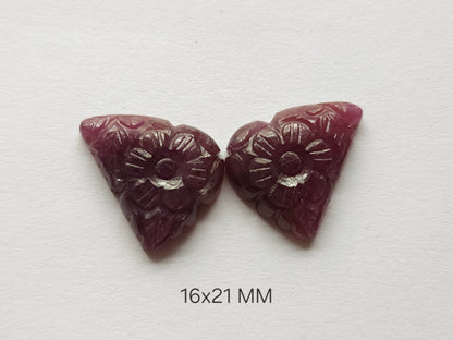 Natural Ruby Carved Pair – Carvings for Charms, Pendants & Jewelry Making