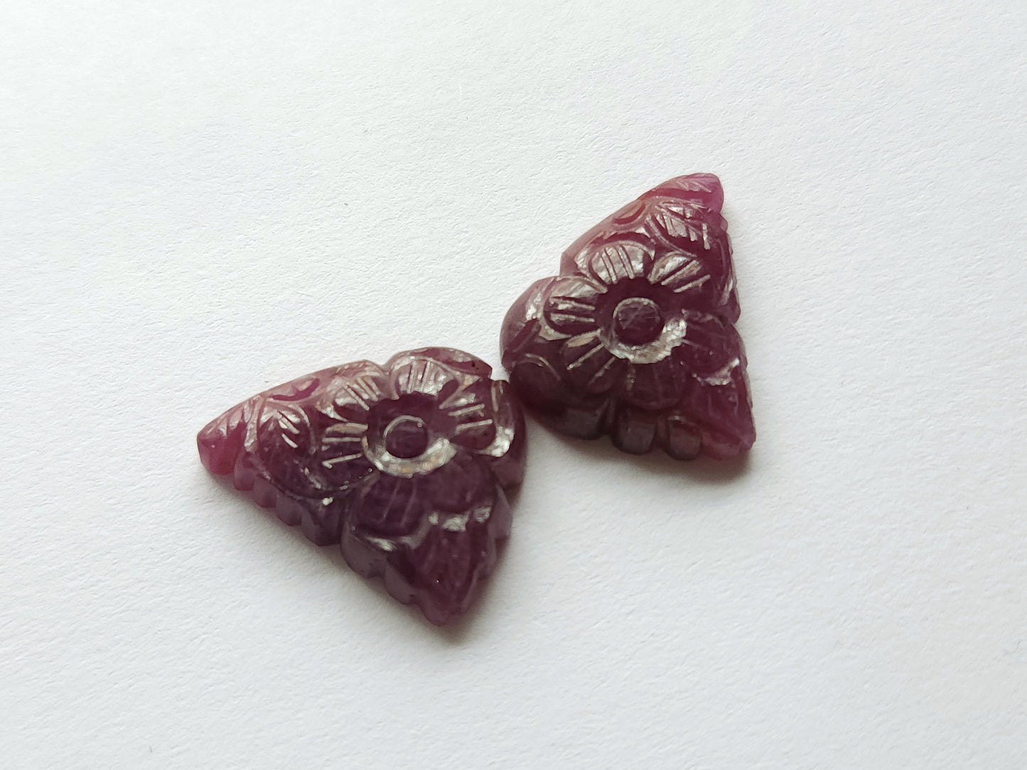 Natural Ruby Carved Pair – Carvings for Charms, Pendants & Jewelry Making