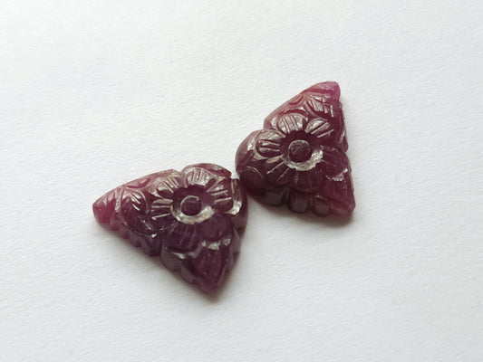 Natural Ruby Carved Pair – Carvings for Charms, Pendants & Jewelry Making